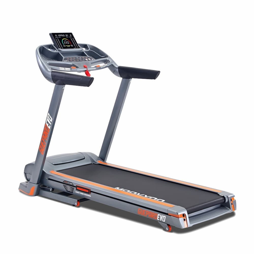 Tapis de course - MOOVYOO Guépard EVO, 20 km/h, Surface 150 × 48 cm, Ceinture cardio incluse, 58 programmes, Inclinaison 15 niveaux