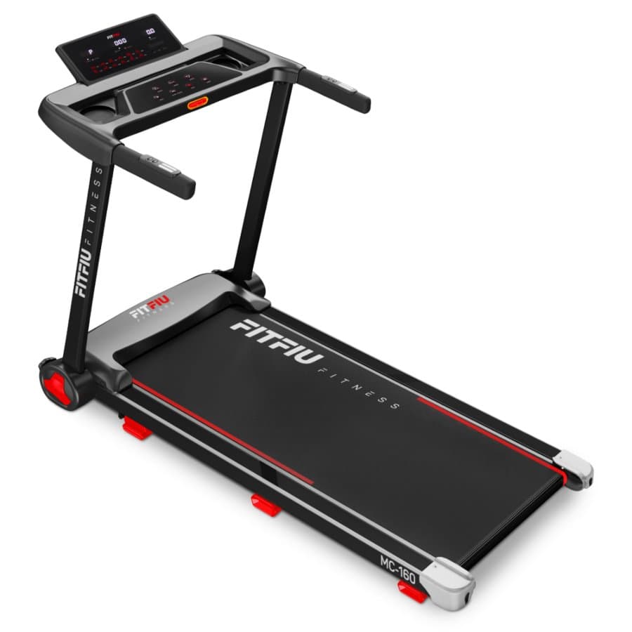 Tapis de course pliable - FITFIU MC-160, 14 km/h, Kinomap & Zwift, 12 programmes, Pliage à plat 13 cm, Bluetooth USB